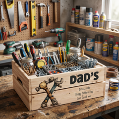 Personalised Tools and Bits and Bobs Storage Crate Gift Fathers Day, Birthday, Christmas or Anniversary storage crate ukgiftstoreonline