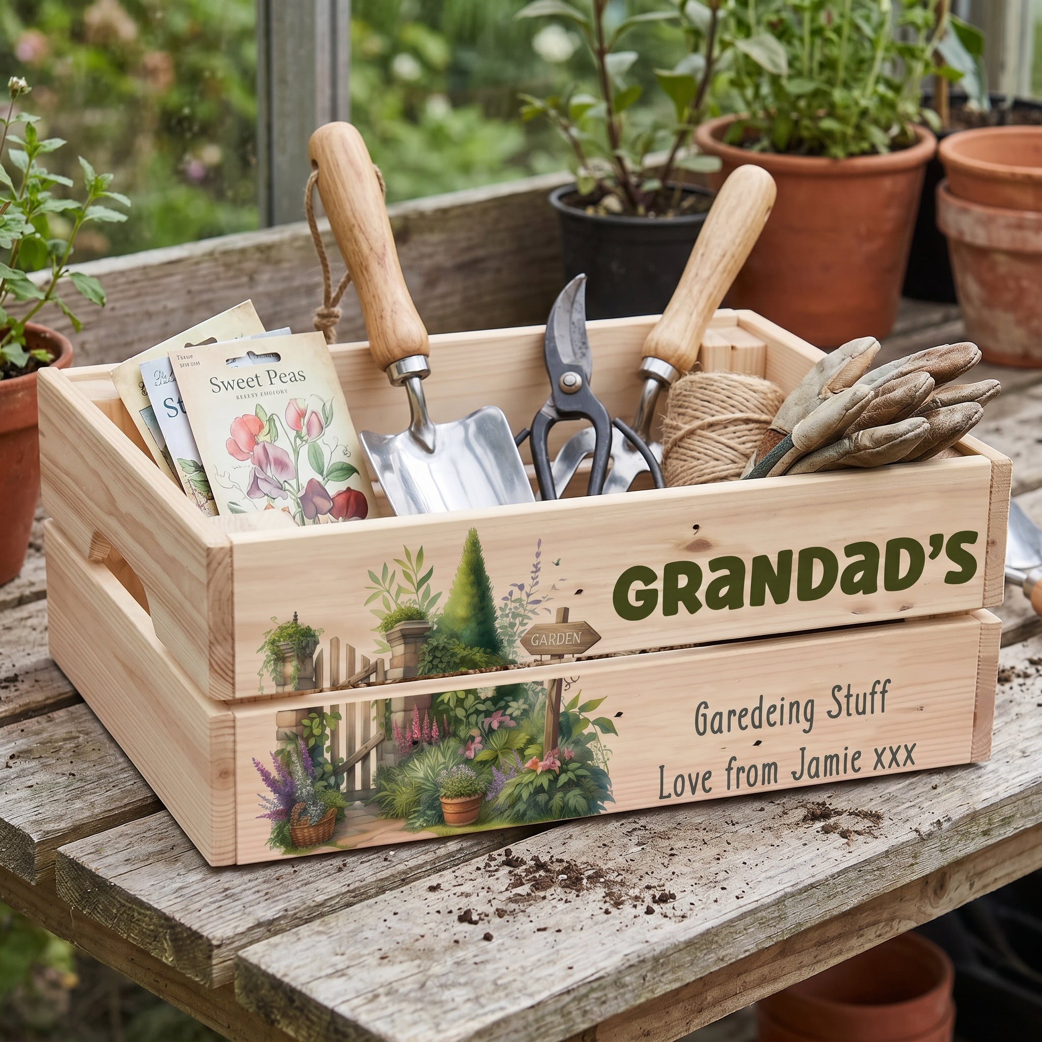 Personalised Gardening Storage Crate Gift Keen Gardener Fathers Day Mothers Day Birthday or Anniversary storage crate ukgiftstoreonline