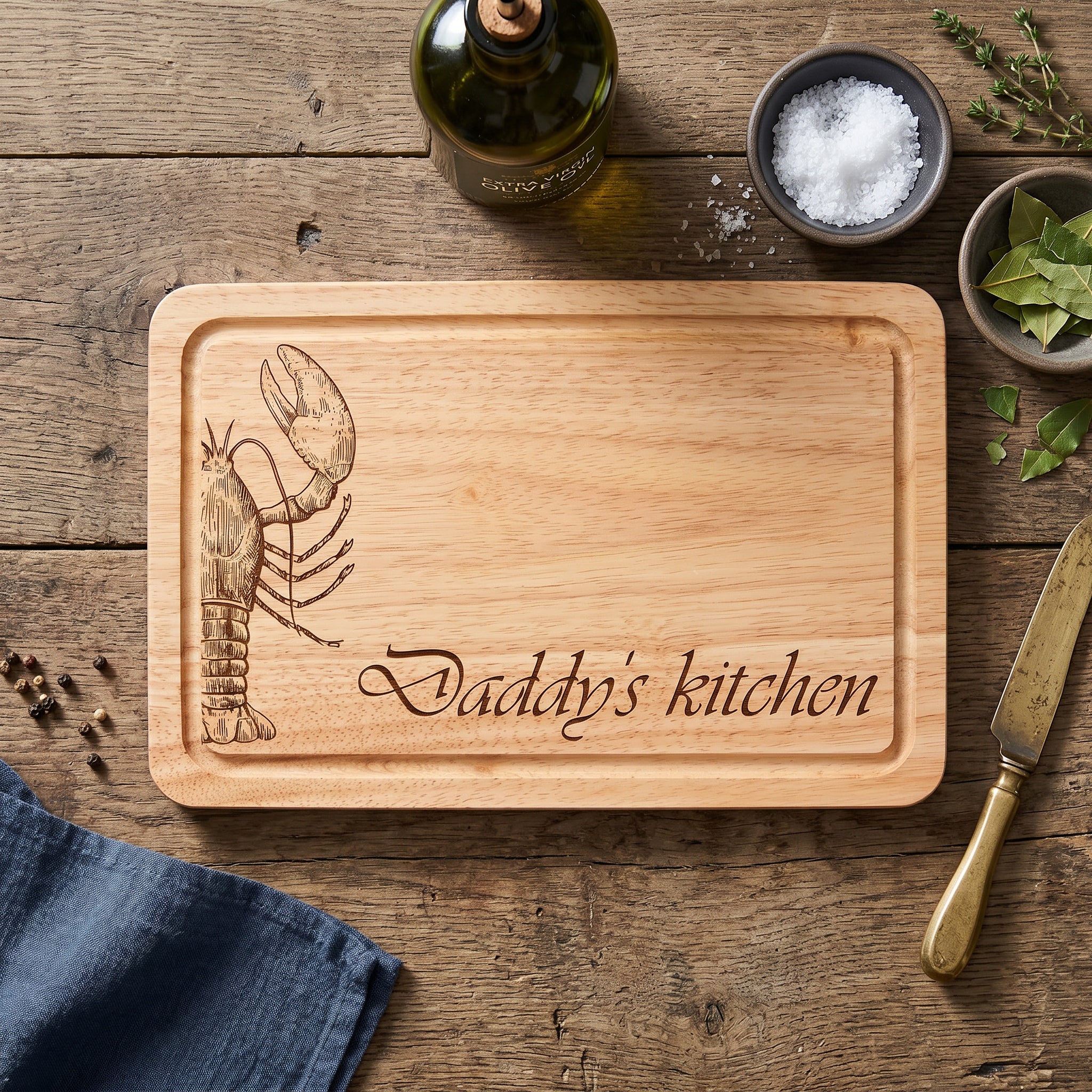 Lobster Themed Engraved Solid Wooden Chopping Board with Optional Personalised Name Or Message chopping Board ukgiftstoreonline