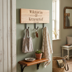Personalised Engraved Wooden Wedding or Anniversary Key or Coat Hook ukgiftstoreonline