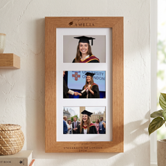 Graduation Gift | Congratulations Gift for University Graduate | Personalised Triple Frame Engraved Oak Finish