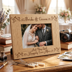 Bride and Groom Wedding Engraved Wooden Photo Frame Gift for Couple wedding photo frame ukgiftstoreonline