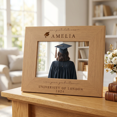 Graduation Gift | Congratulations Gift for University Graduate | Personalised Frame Engraved Oak Finish