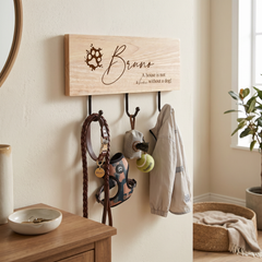Personalised Engraved Wooden Dog Leash and Coat Hook ukgiftstoreonline