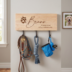 Personalised Engraved Wooden Dog Leash and Coat Hook ukgiftstoreonline