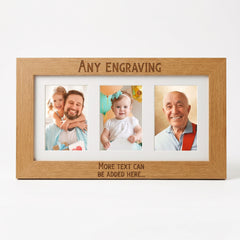 Personalised Wooden Triple Photo 6 x 4 Frame Custom Engraved Any Message In Bold Text Photo Frame ukgiftstoreonline