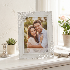 Classical Vintage Ornate White Metal Photo Frame 4" x 6" photo frame ukgiftstoreonline