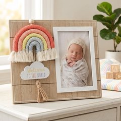 Baby Photo Frame – Welcome To The World Rainbow Design | 4x6 Keepsake Baby Gift