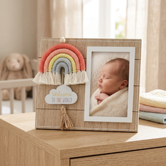 Baby Photo Frame – Welcome To The World Rainbow Design | 4x6 Keepsake Baby Gift