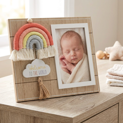 Baby Photo Frame – Welcome To The World Rainbow Design | 4x6 Keepsake Baby Gift