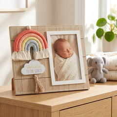 Baby Photo Frame – Welcome To The World Rainbow Design | 4x6 Keepsake Baby Gift