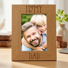 I heart my Dad love Engraved Wooden photo frame Gift For Fathers Day Birthday or Christmas Dad Photo Frame ukgiftstoreonline