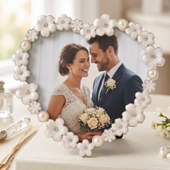 Pearl White Daisy Heart Photo Frame for Anniversaries Wedding and Valentines photo frame ukgiftstoreonline