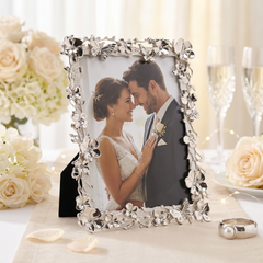 Flower and Butterfly Nickel Plated Photo Frame for Anniversaries Wedding and Valentines photo frame ukgiftstoreonline