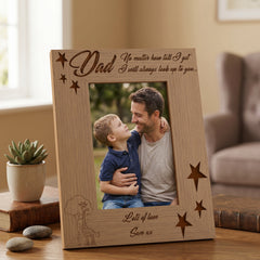 Dad no matter how tall I get Personalised Engraved Wooden Photo Frame Gift For Fathers Day Birthday or Christmas Daddy Photo Frame ukgiftstoreonline