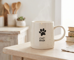 Cat Dad Stoneware Mug – Durable Ceramic Coffee Mug With Paw Print Design ukgiftstoreonline
