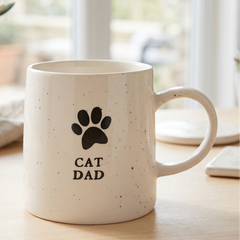 Cat Dad Stoneware Mug – Durable Ceramic Coffee Mug With Paw Print Design ukgiftstoreonline