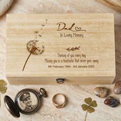 Personalised Memory Keepsake Box - Engraved Wooden Dad Remembrance Gift Keepsake Memory Box ukgiftstoreonline