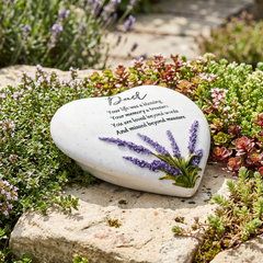 Dad Graveside Lavender Heart Stone Memorial Plaque, Grave Ornament Tribute, Gift ukgiftstoreonline