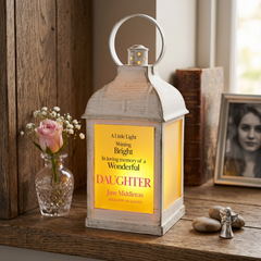 Personalised Daughter In Loving Memory Graveside Lantern Gift With Flame Effect Personalised Lights ukgiftstoreonline