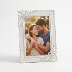 Classical Vintage Ornate White Metal Photo Frame 4" x 6" photo frame ukgiftstoreonline