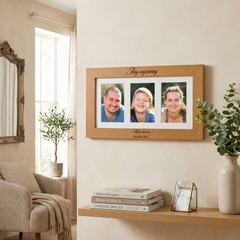 Personalised Wooden Triple Photo 6 x 4 Frame Custom Engraved Any Message Photo Frame ukgiftstoreonline