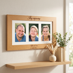 Personalised Wooden Triple Photo 6 x 4 Frame Custom Engraved Any Message Photo Frame ukgiftstoreonline