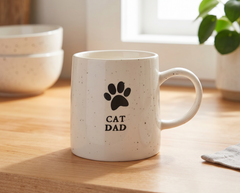 Cat Dad Stoneware Mug – Durable Ceramic Coffee Mug With Paw Print Design ukgiftstoreonline