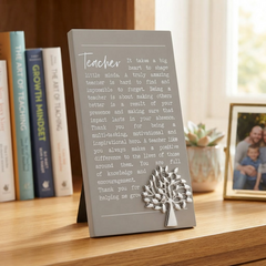 Teacher Plaque Gift – Standing Plaque With Sentimental Quote & Raised Silver Tree