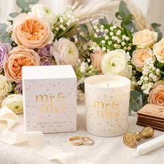 Wedding Gift Candle – Mr and Mrs Boxed Confetti Design Keepsake Candle ukgiftstoreonline