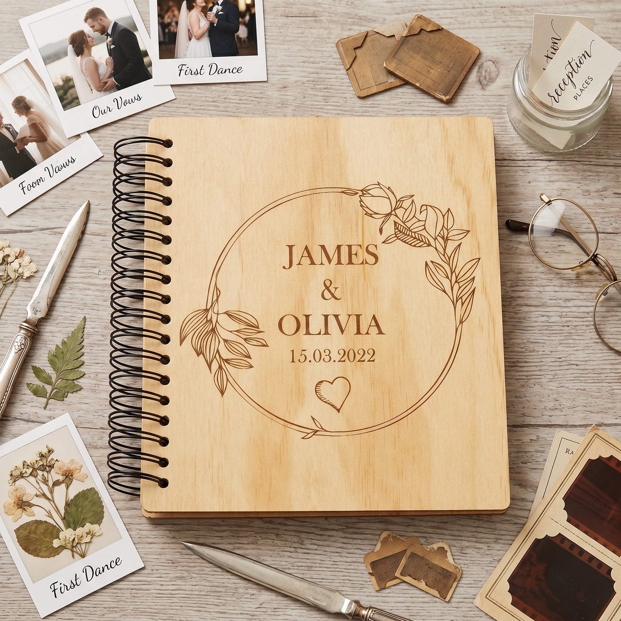 Personalised Wedding or Anniversary Wooden Photo Album Engraved Gift photo album ukgiftstoreonline