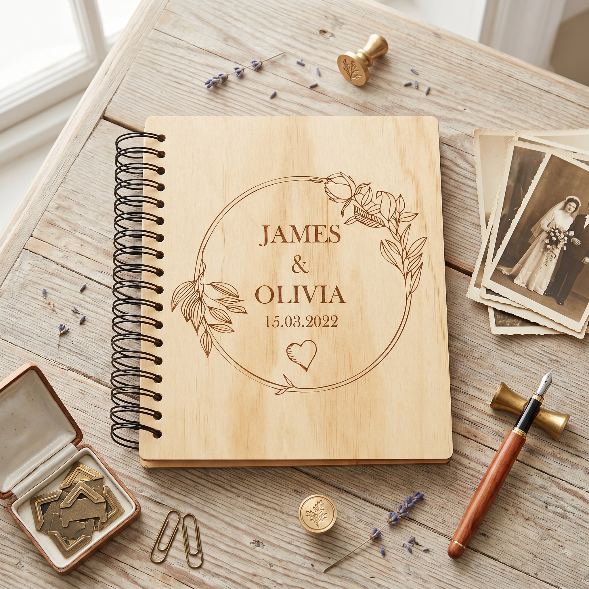Personalised Wedding or Anniversary Wooden Photo Album Engraved Gift photo album ukgiftstoreonline
