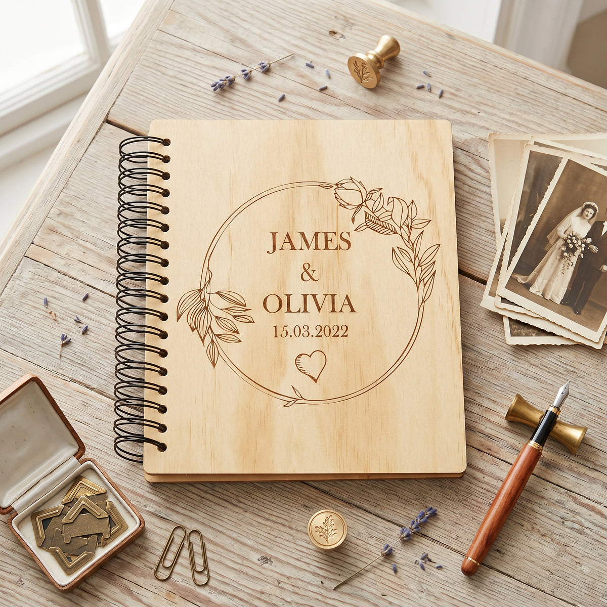 Personalised Wedding or Anniversary Wooden Photo Album Engraved Gift photo album ukgiftstoreonline