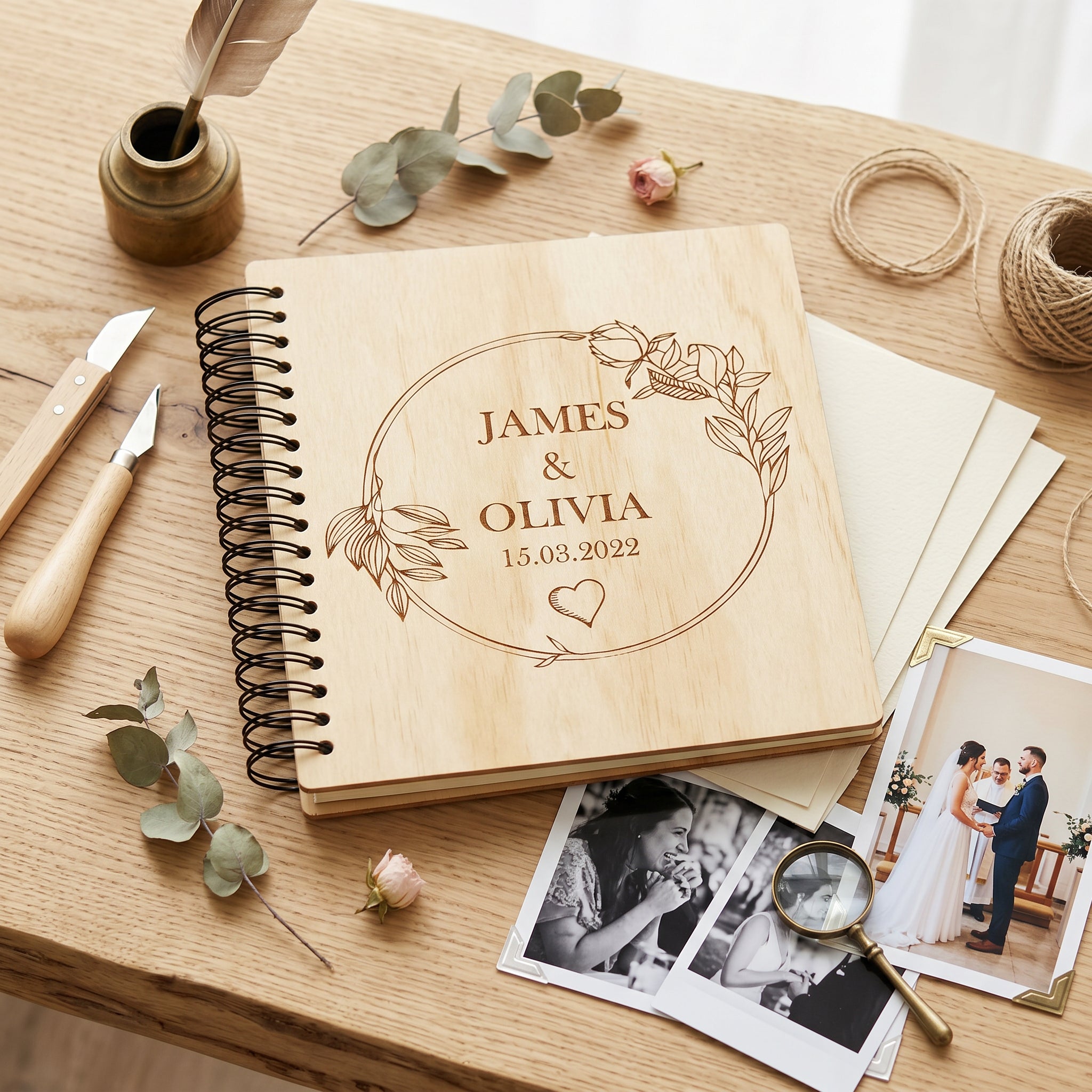 Personalised Wedding or Anniversary Wooden Photo Album Engraved Gift photo album ukgiftstoreonline