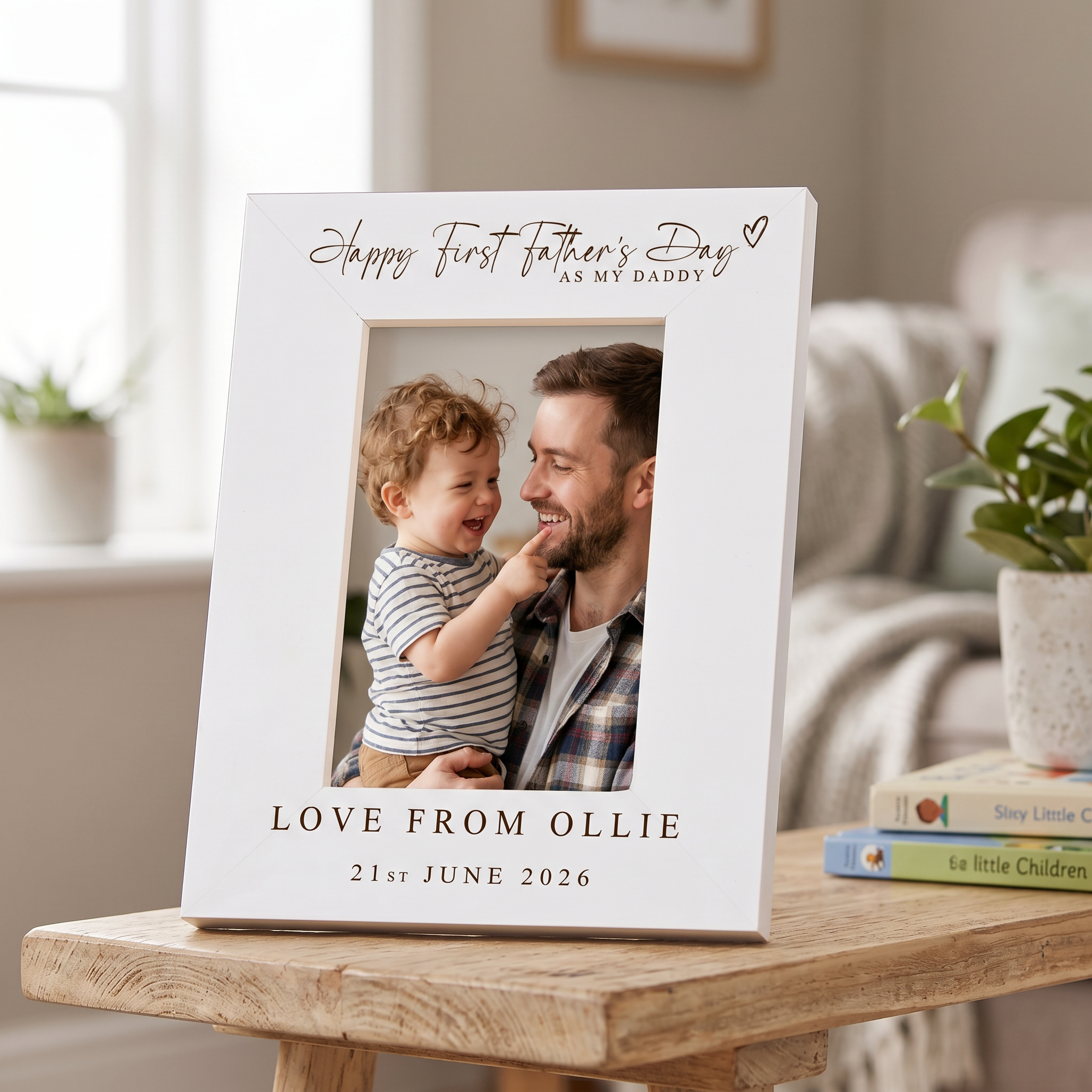 Personalised Fathers Day Frame - White Wooden Photo Frame Engraved Keepsake Gift Pet Photo Frame ukgiftstoreonline