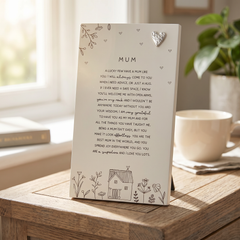 Mum Plaque Gift – Standing Plaque With Sentimental Quote & Raised Heart