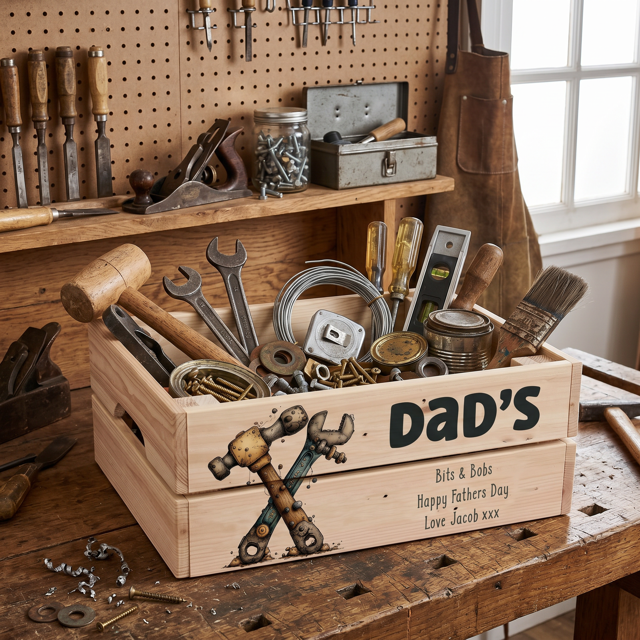 Personalised Tools and Bits and Bobs Storage Crate Gift Fathers Day, Birthday, Christmas or Anniversary storage crate ukgiftstoreonline