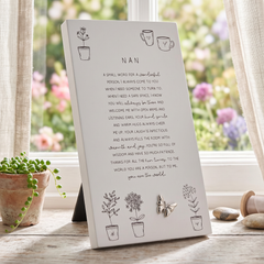 Nan Plaque Gift – Standing Plaque With Sentimental Quote & Raised Butterfly
