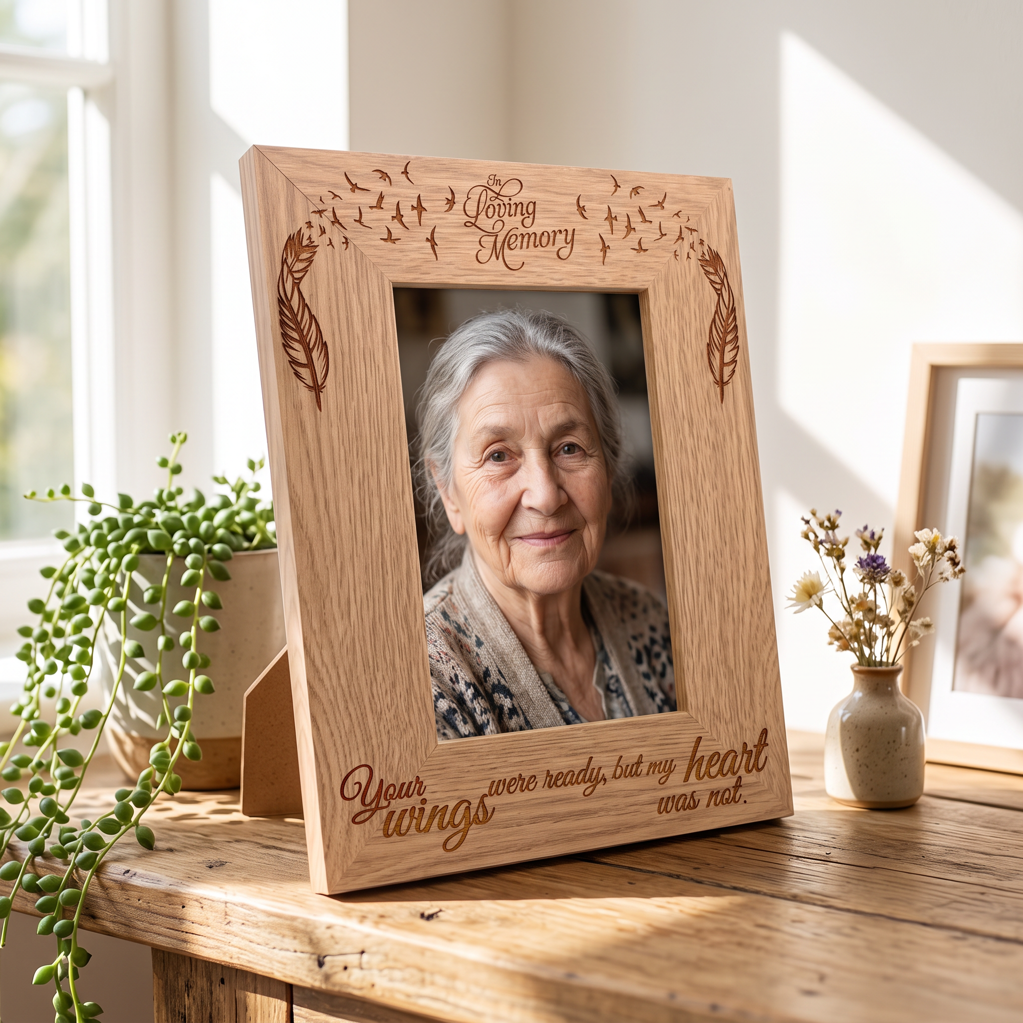 In Loving Memory Remembrance Memorial Portrait Oak Wood Finish Photo Frame Photo Frame ukgiftstoreonline