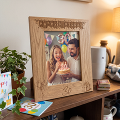 30th Birthday Photo Frame Portrait Wooden Engraved Bunting Style Gift Birthday Photo Frame ukgiftstoreonline