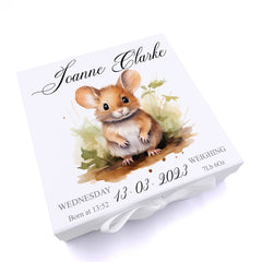 Personalised Baby Keepsake Box Memories Gift With Woodland Mouse