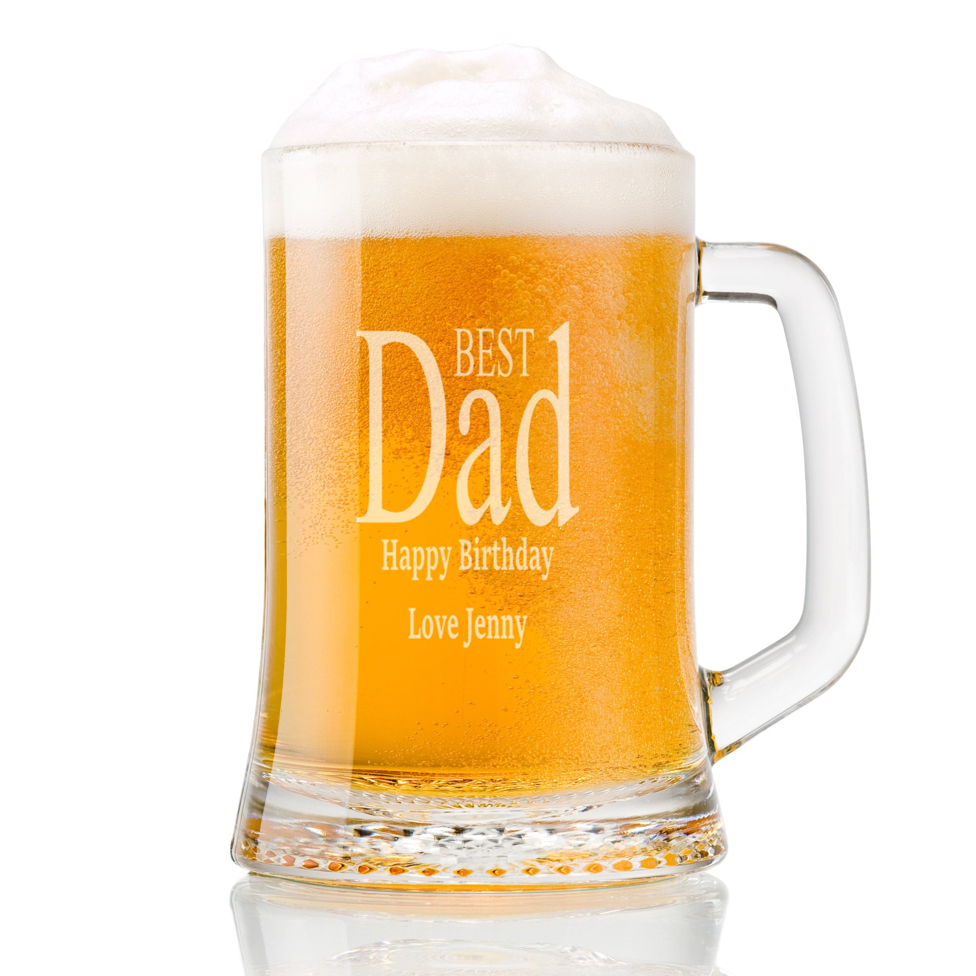 Personalised Engraved Dad Beer Glass Tankard One Pint Gift