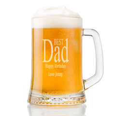Personalised Engraved Dad Beer Glass Tankard One Pint Gift