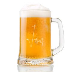 Personalised Name Signature Font Birthday Beer Tankard Glass Gift For Him