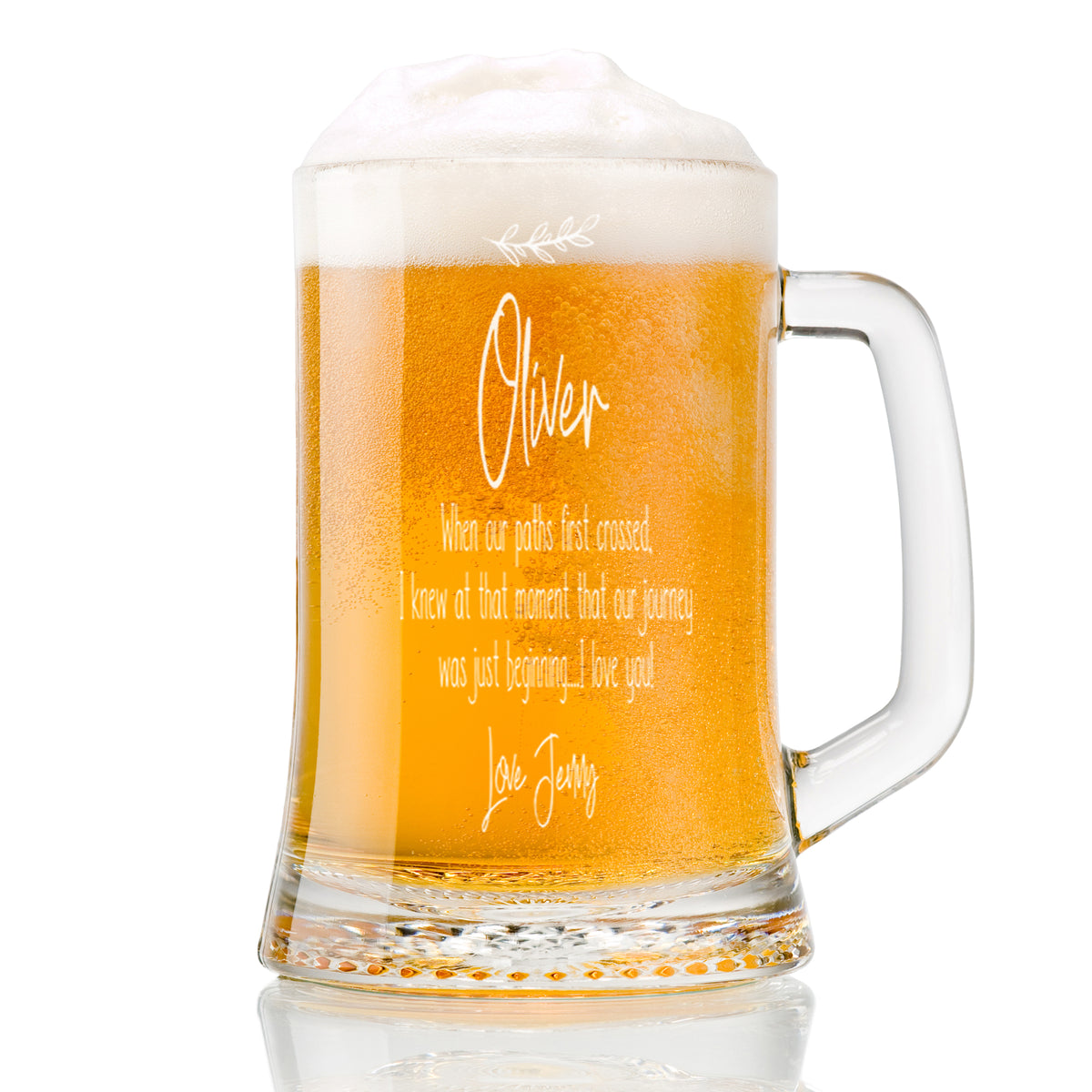 Personalised Engraved Love Or Valentines Beer Glass Tankard Gift