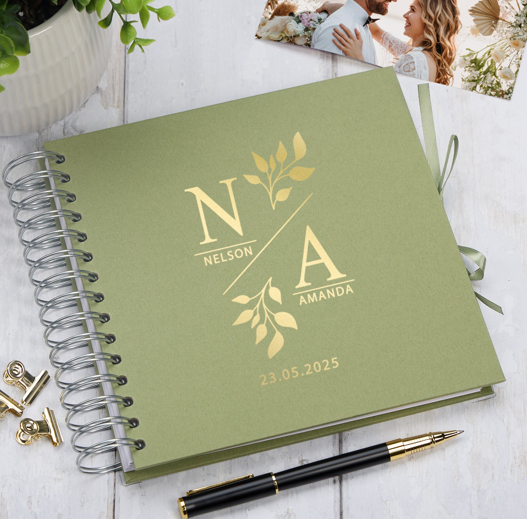 Personalised  Wedding Guest Book Reception Guestbook With Initials and Names