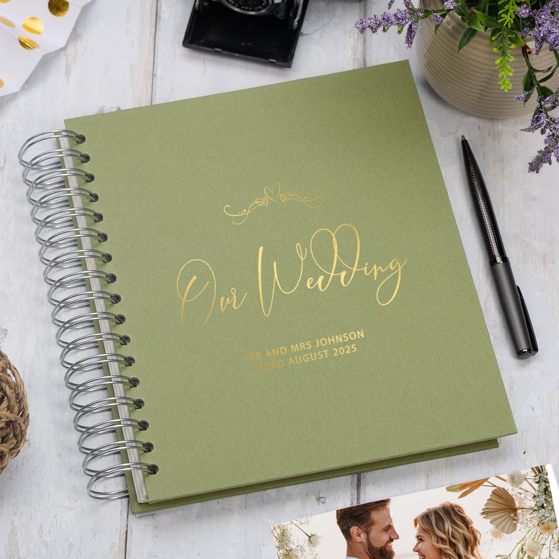 Personalised Large Wedding Photo Album With Heart, Multiple Colour Choice
