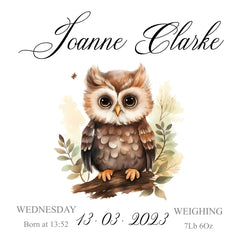 Personalised Baby Keepsake Box Memories Gift With Woodland Owl