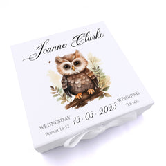 Personalised Baby Keepsake Box Memories Gift With Woodland Owl