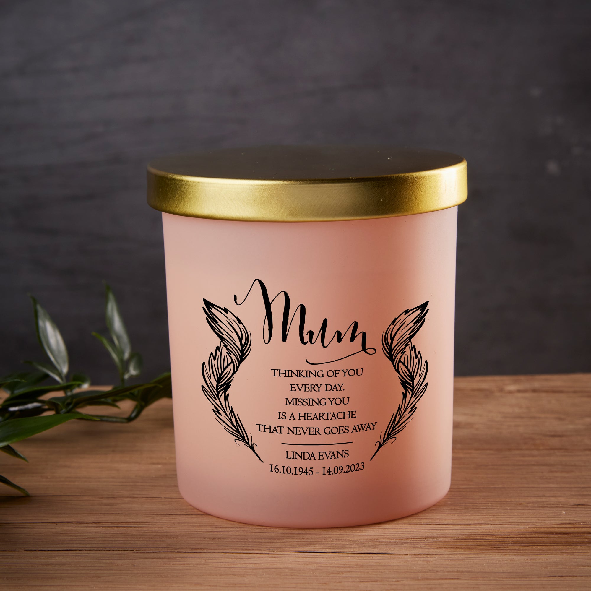 Beautiful Pink Mum Memorial Remembrance Personalised Candle Gift